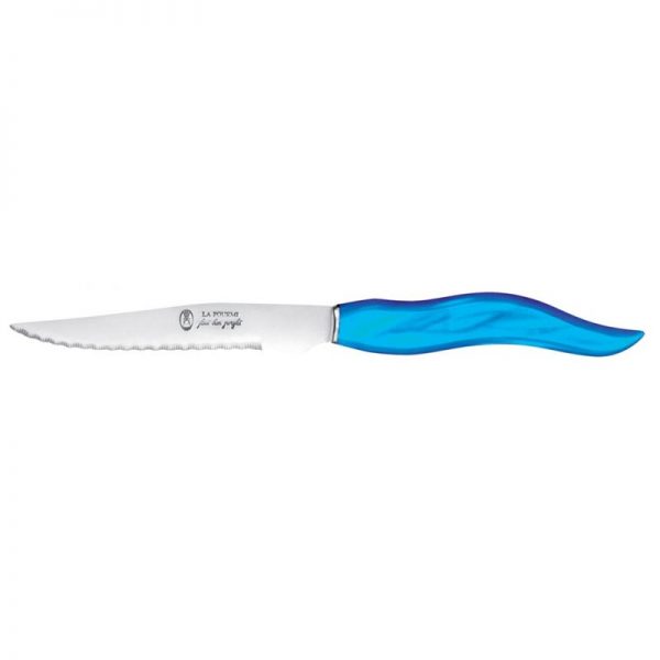 La fourmi - couteau steak/table modele vague bleu clair