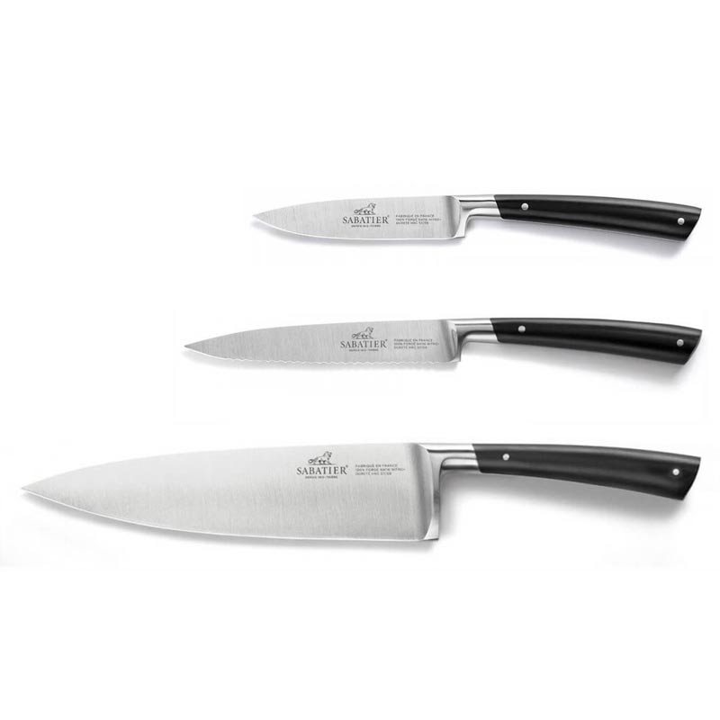 Pack essentiel 3 couteaux de cuisine forgés Edonist noir - Sabatier