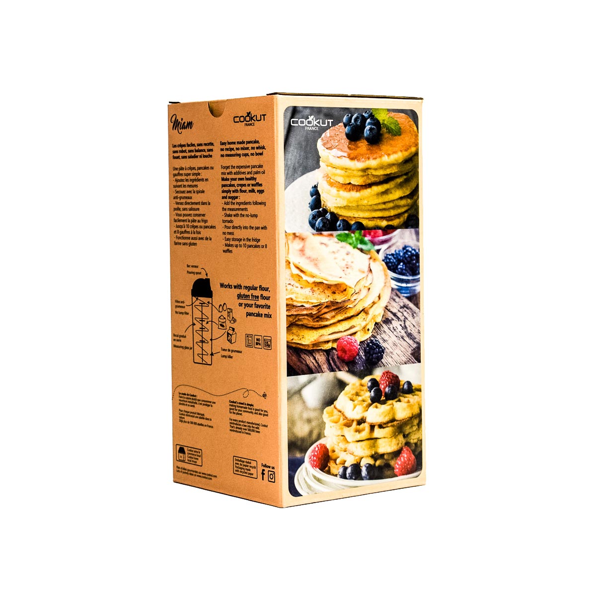 COOKUT - Shaker Miam - Réalisez Une pâte à crêpes ou Pancakes Parfaite en  Moins de 2 Min 