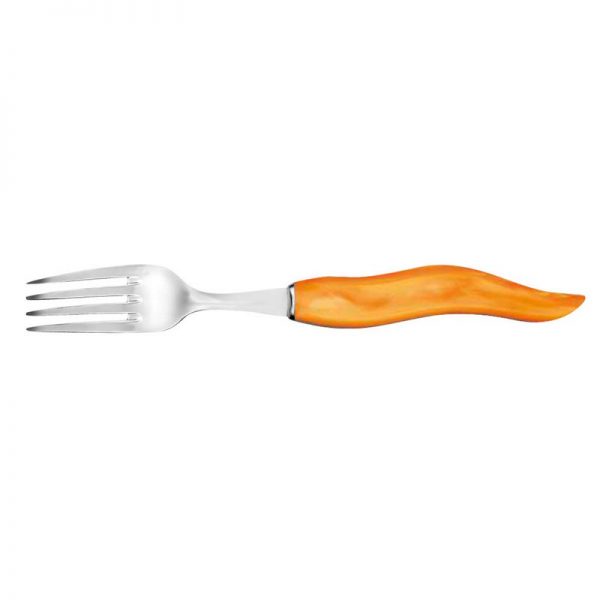 fourchette La Fourmi vague manche plexi orange coutellerie Neron