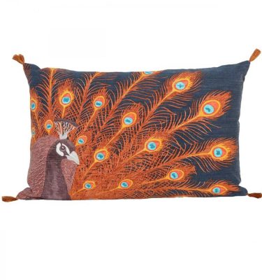 Coussin Paon couleur Navy 50x80 – Sud Etoffe