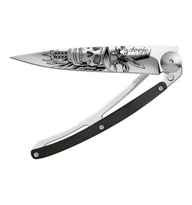 Couteau Dandy Skull miroir bois ébène - Deejo