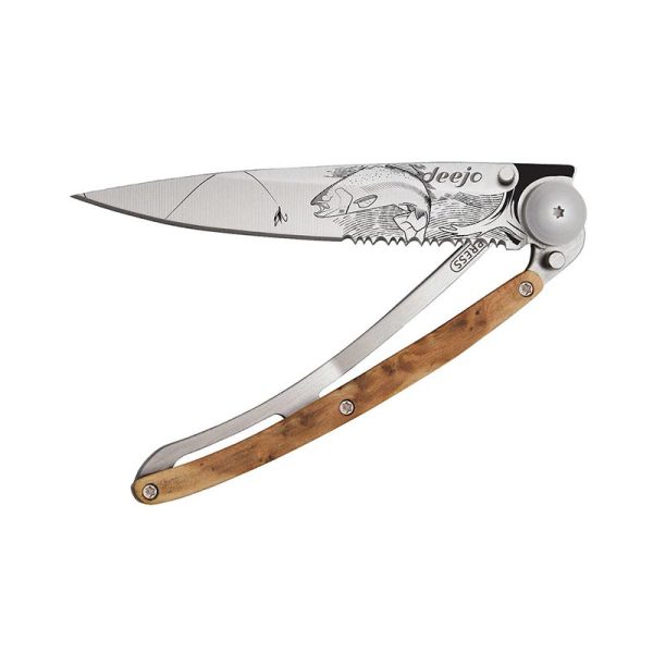 Couteau Truite titane bois genévrier - Deejo Serrated