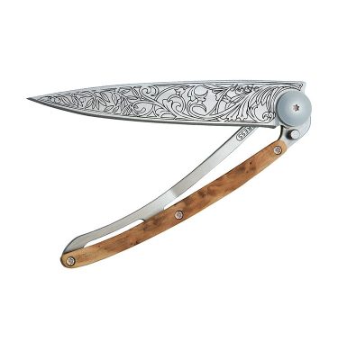 Couteau Art Nouveau titane bois genévrier - Deejo