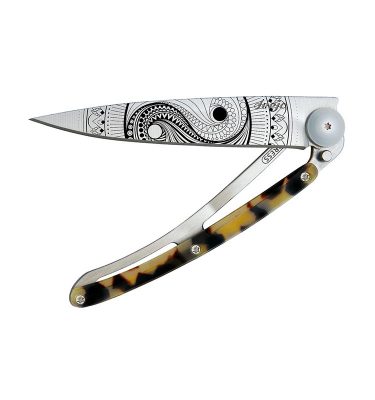 Couteau Ying & Yang titane tortue foncée - Deejo