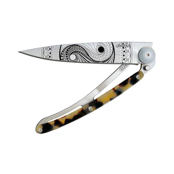 Couteau Ying & Yang titane tortue foncée - Deejo