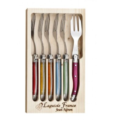 Coffret 6 fourchettes à gâteaux Laguiole gastronome multicolores La Fourmi – Jean Néron