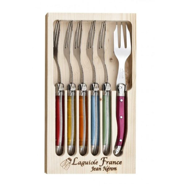 Coffret 6 fourchettes à gâteaux Laguiole gastronome multicolores La Fourmi – Jean Néron