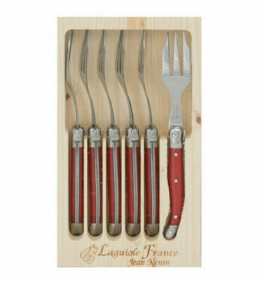 Coffret de 6 fourchettes à gâteaux Laguiole gastronome rouge La Fourmi – Jean Néron