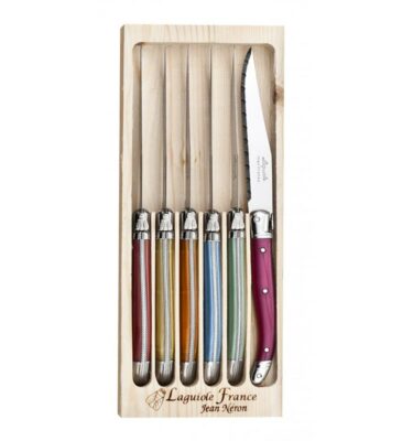 Coffret de 6 couteaux de table Laguiole gastronome multicolores La Fourmi – Jean Néron