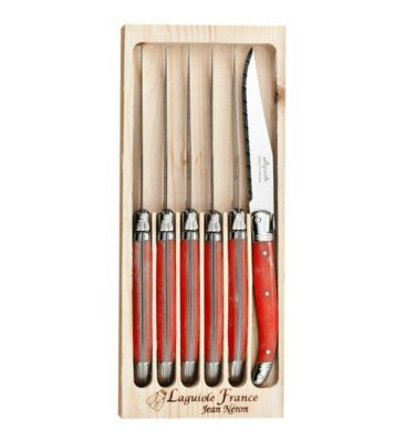 Coffret 6 couteaux de table Laguiole gastronome couleur rouge La Fourmi – Jean Néron