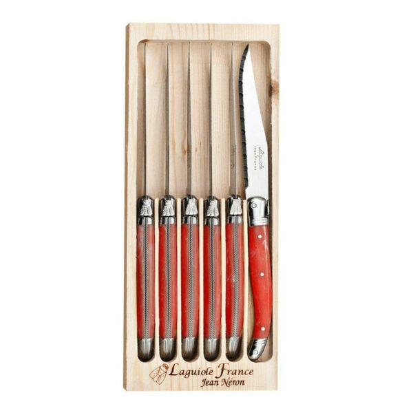 Coffret 6 couteaux de table Laguiole gastronome couleur rouge La Fourmi – Jean Néron