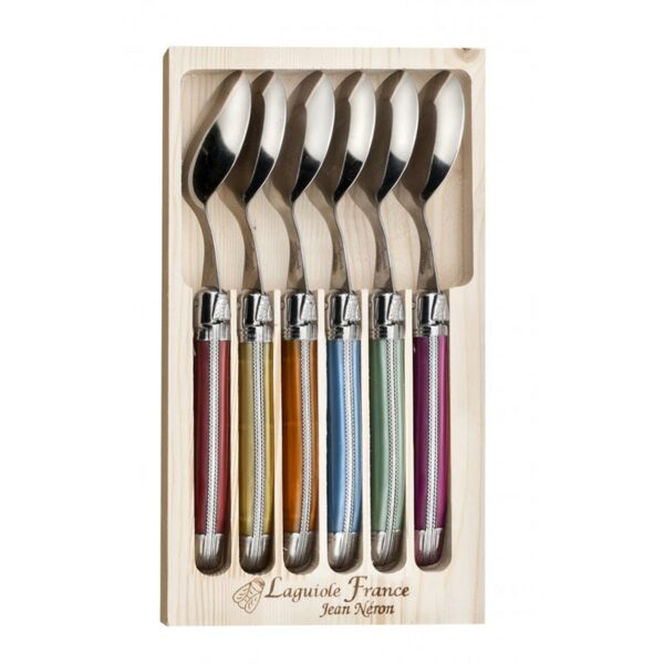 Coffret de 6 cuillères de table Laguiole gastronome multicolores La Fourmi – Jean Néron