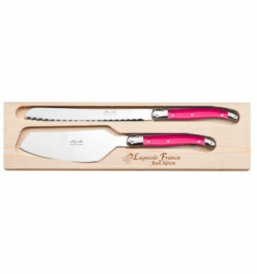 Coffret duo laguiole couteau à pain et pelle à tarte rose La Fourmi – Jean Néron