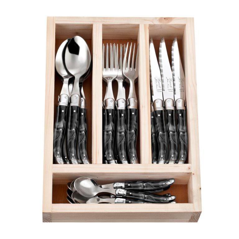 Coffret 6 couteaux de table Laguiole Gastronome noir marbré La