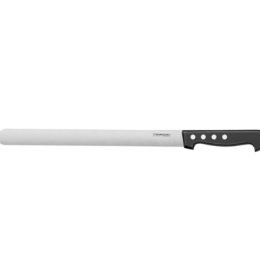 Couteau Jambon 3 rivets 33 cm Fisher, il a été conçu avec une lame en acier inoxydable X50CrMoV15 et un manche en ABS noir