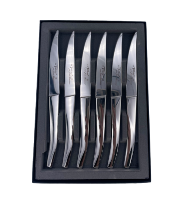 Coffret de 6 couteaux Le Thiers tout inox finition brillants, lame finement microdentées