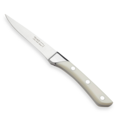 Couteau forgé palace lame acier inoxydable manche en résine de couleur ivoire.