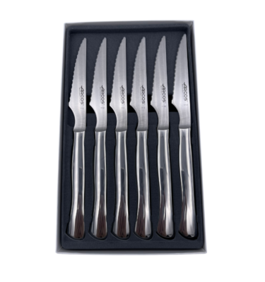 Coffret de 6 couteaux steak tout inox lames micro-dentés Arcos