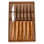 Coffret de 6 couteaux Le Thiers, manches en bois d'olivier.