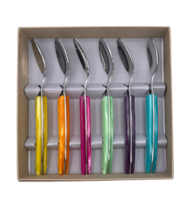 Coffret 6 cuillères café manche plexiglass de couleur été - BJB