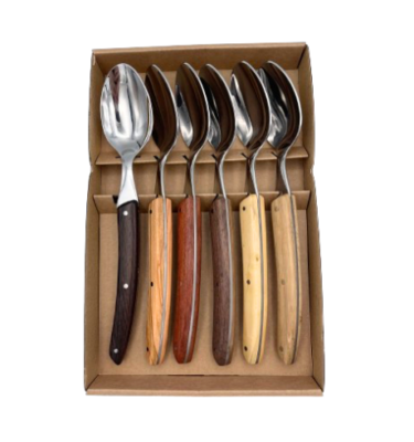 Coffret de 6 cuillère de table le thiers manches bois assortis