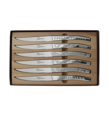 Coffret 6 couteaux Le Thiers décors maison Roger Orfèvre