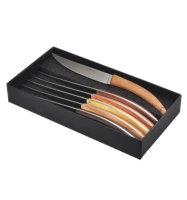 Coffret 6 couteaux Stylver Brasserie bois assortis par Goyon Chazeau