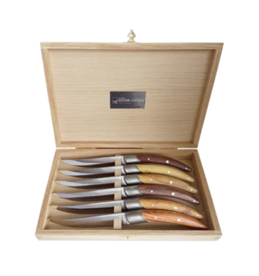 Coffret de 6 couteaux "Stylver Origines" manches en bois assortis par Goyon Chazeau