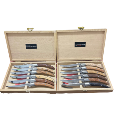 Coffret de 12 couteaux "Stylver Origines" manches en bois assortis