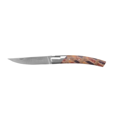 Couteau pliant Le Thiers® Ressort forgé 12 cm, manche en Marqueterie